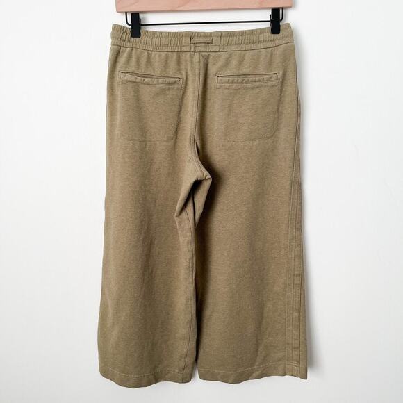 Athleta Farallon Heathered Wide Crop Pant Womens 4P Olive Green Wide Leg Cotton - Picture 7 of 14